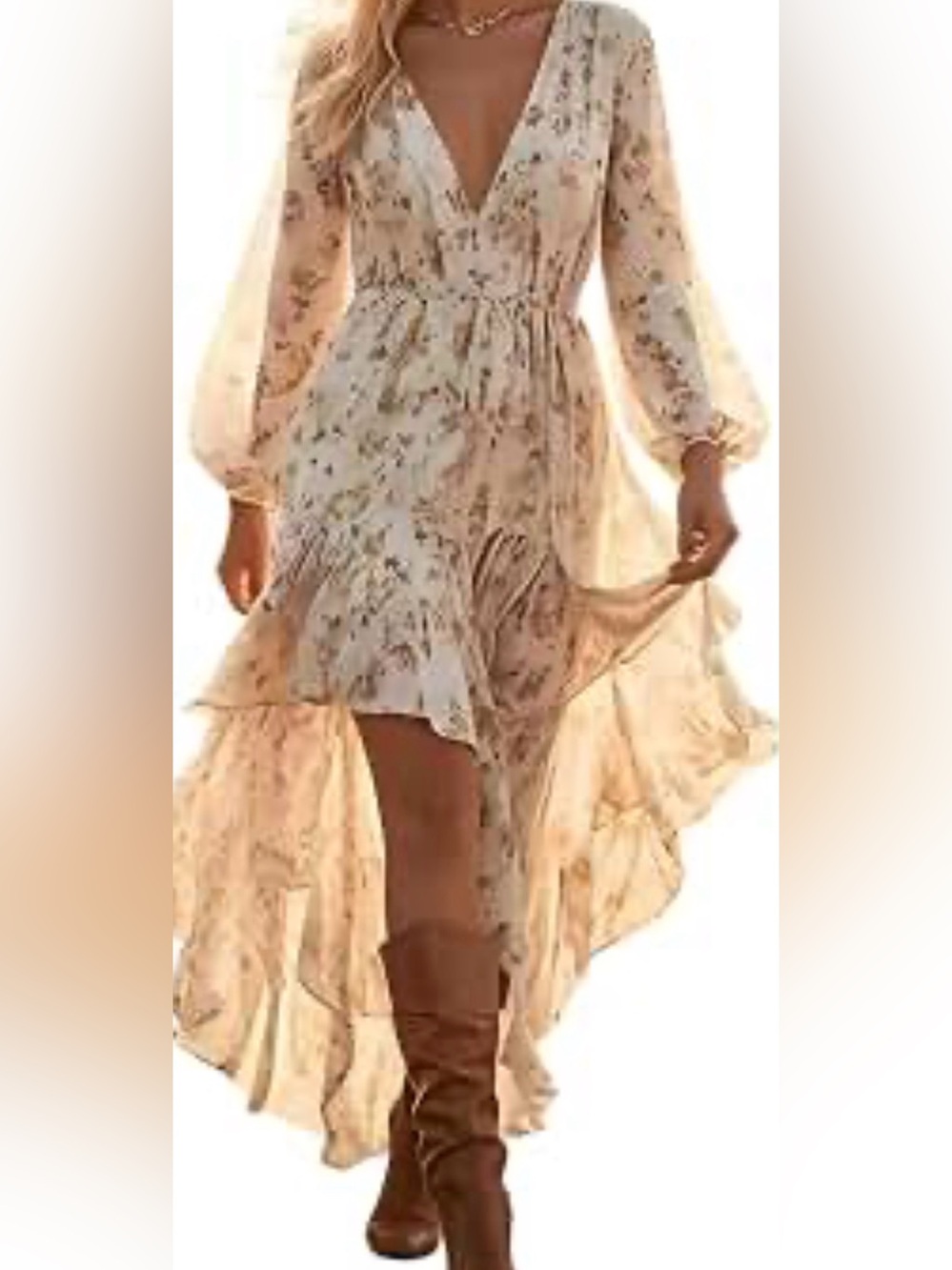 Carly Jean Los Angeles maxi Dress  Cream Floral  Bohemia  size medium